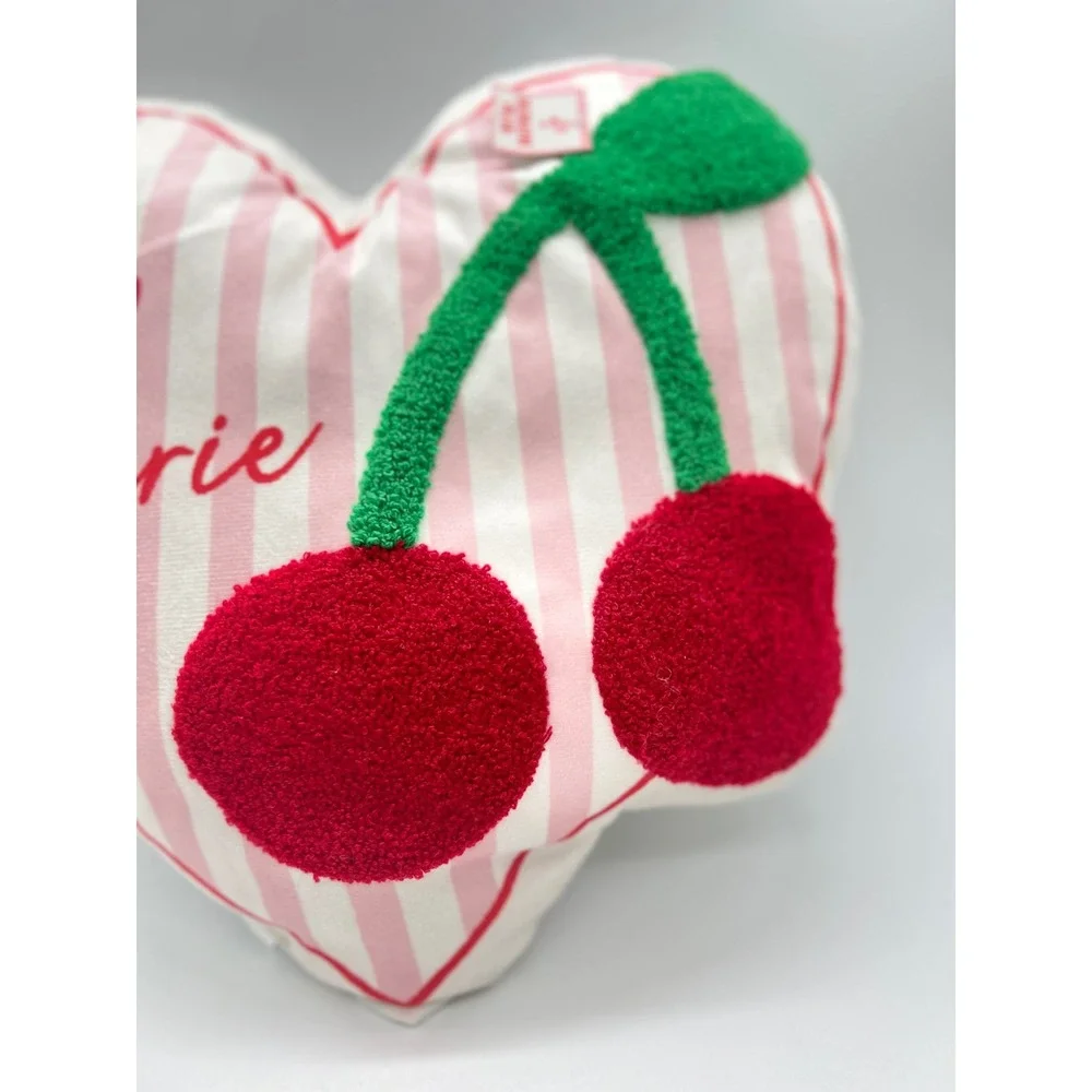 New Target Bullseye Ma Cherie‎ Heart Pillow Decorative Pink Striped Cherry Plush